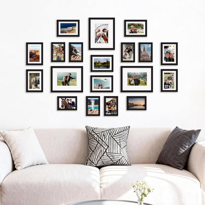 upsimples 19 Pack Picture Frames Collage Wall Decor for Mounting or Tabletop Display, Photo Gallery Frame Set for Family, Multi Sizes Including 8x10, 5x7, 4x6, Brown