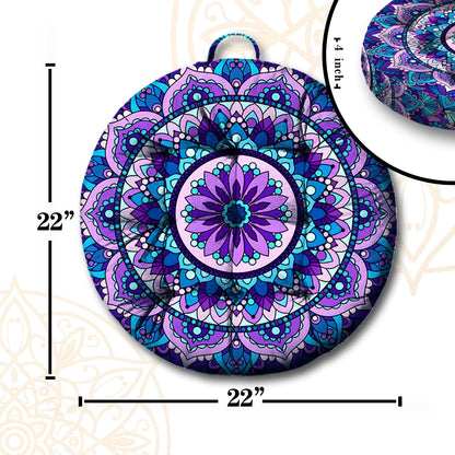 Mandala Meditation Cushion, Boho Meditation Mat, Meditation Pillows for Sitting on Floor, Cushions for Sitting in Home and Outdoor, Square Floor Pillow Cushion Seating for Yoga Accessories 22'' X 22''