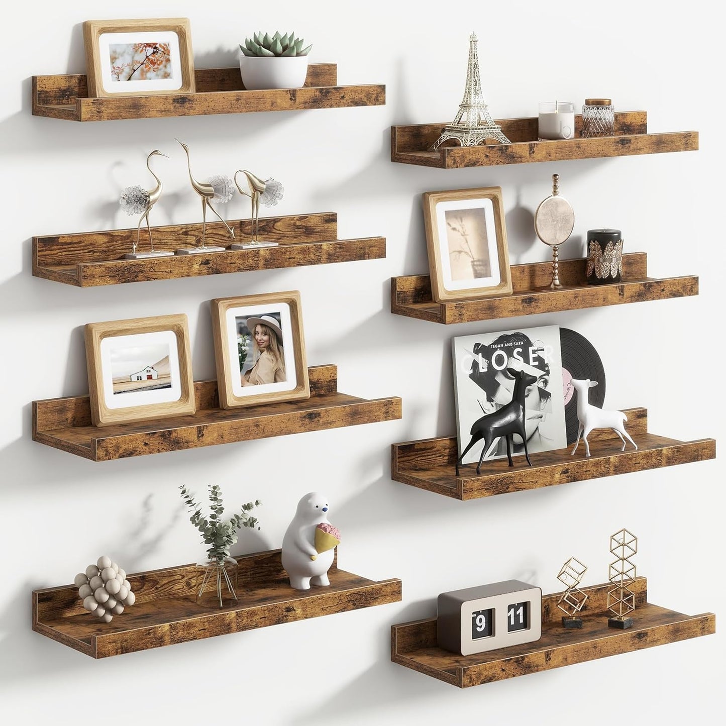 FLYJOE Floating Picture Ledge Shelves for Wall Set of 4, 48 Inch Wall Shelves with Lip Long Large Nursery Book Shelf for Toys Storage Kids Bookshelf Wall Mounted Living Room Bedroom Decor Frames