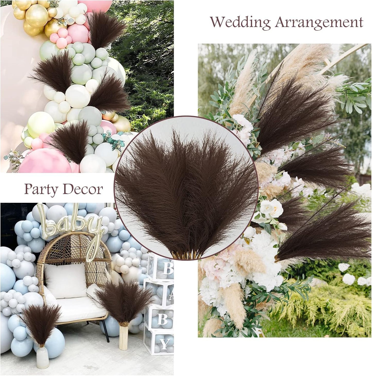 obbsie 50pcs Pink Faux Pampas Grass Decor, 21.6" Short Artificial Floral Branches Vase Filler Flower Arrangement for Home Wedding Boho Outdoor Decor