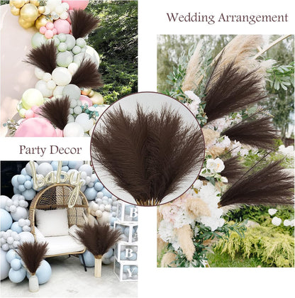 obbsie 50pcs Pink Faux Pampas Grass Decor, 21.6" Short Artificial Floral Branches Vase Filler Flower Arrangement for Home Wedding Boho Outdoor Decor