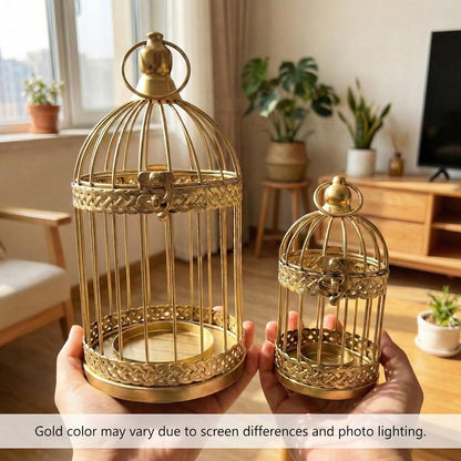 Vela Lanterns Bird Cage Decor Candle Holder Lantern Decorative Wedding Table Centerpiece Decorations, White, Small, Set of 4