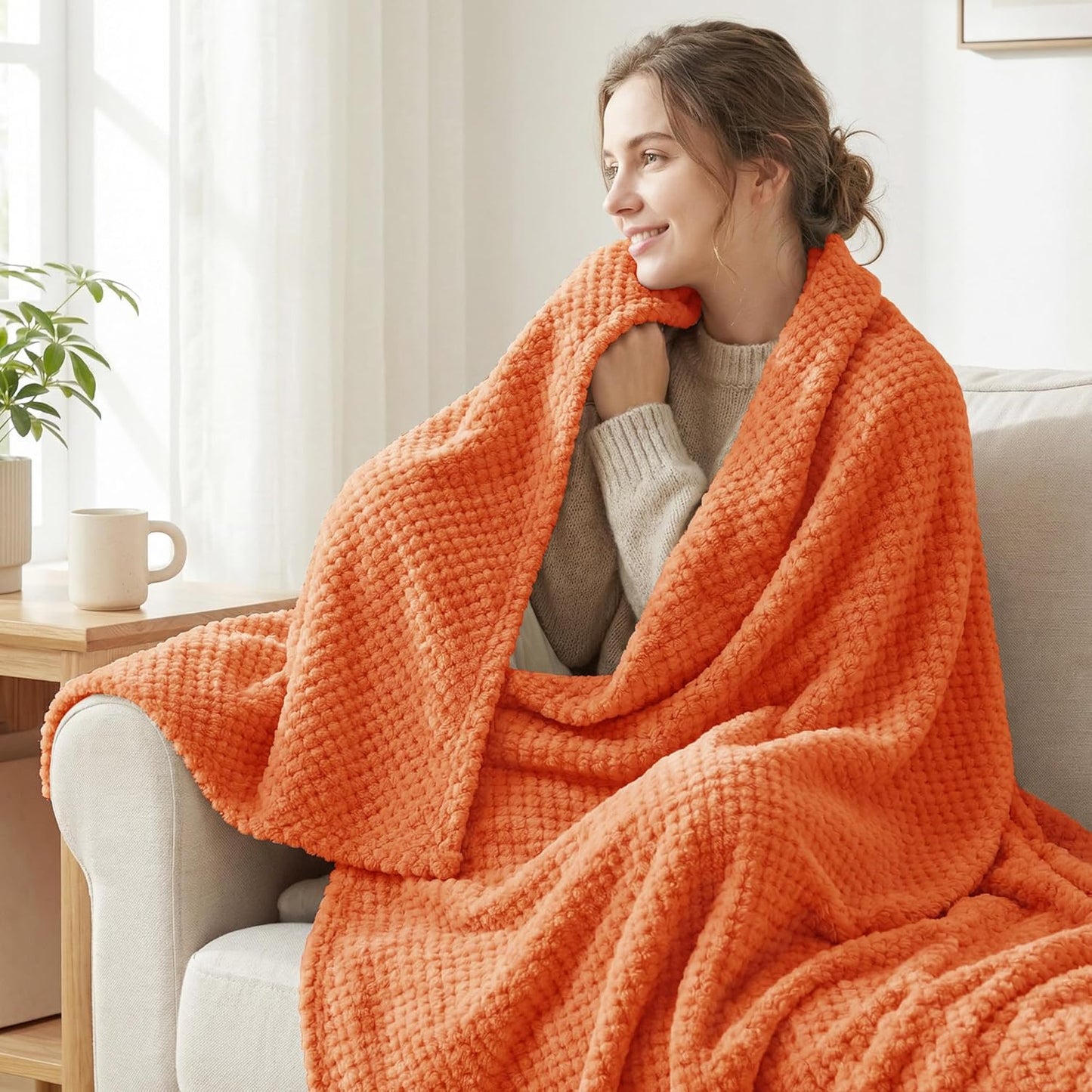 Exclusivo Mezcla Fleece Throw Blanket Extra Large, Super Soft and Warm Blankets for Couch, Sofa and Bed Waffle Textured, Cozy, Fuzzy and Lightweight (Slate Blue, 50x70 Inches)