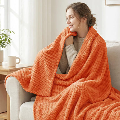 Exclusivo Mezcla Fleece Throw Blanket Extra Large, Super Soft and Warm Blankets for Couch, Sofa and Bed Waffle Textured, Cozy, Fuzzy and Lightweight (Slate Blue, 50x70 Inches)