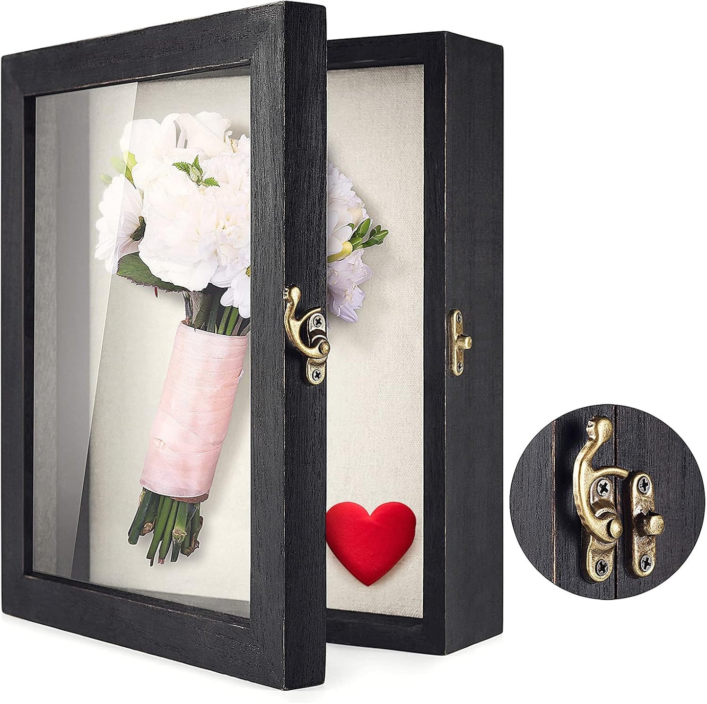 TJ.MOREE Shadow Box Frame 8 x 10 Shadowbox Display Case Picture Frame with Linen Back Memorabilia Bouquet Medals Military Photos Memory Box