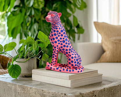 Quoowiit Bird Figurine, Modern Sculpture and Statues for Home Decor, Animal Statues for Bookshelf, Table, Entryway, Fireplace, Resin Decorative Sculpture with Chic Polka Dots Art Design (White)