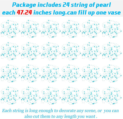 Tondiamo 24 Pcs Artificial Pearl String for Floating Candle Faux Pearls Beads String Garland Centerpiece Decoration for Vases Filler Wedding Spring Holiday Party Decor(Gold)