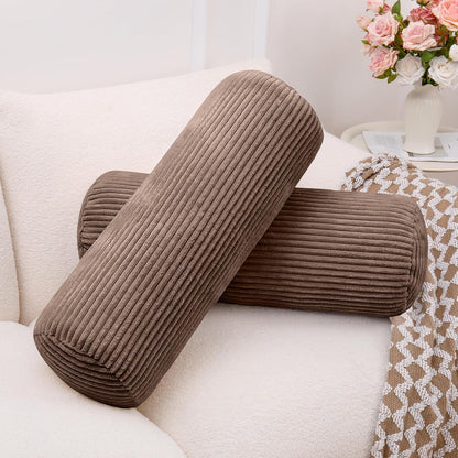 1 MIDDLE ONE Body Pillow, Memory Foam Body Pillows for Adults Sleeping, Decorative Bolster Pillow for Bed & Couch, Long Cylinder Tube Round Pillow, 24x7.87 Inches, Set of 2 (Light Grey)