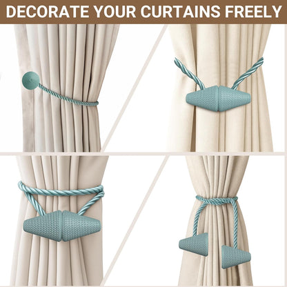 Hion Magnetic Curtain Tiebacks Black 2pcs, Curtain Tiebacks Buckles Holdbacks Holders Hooks Clip for Home Outdoor Bedroom Office Decorative Curtain