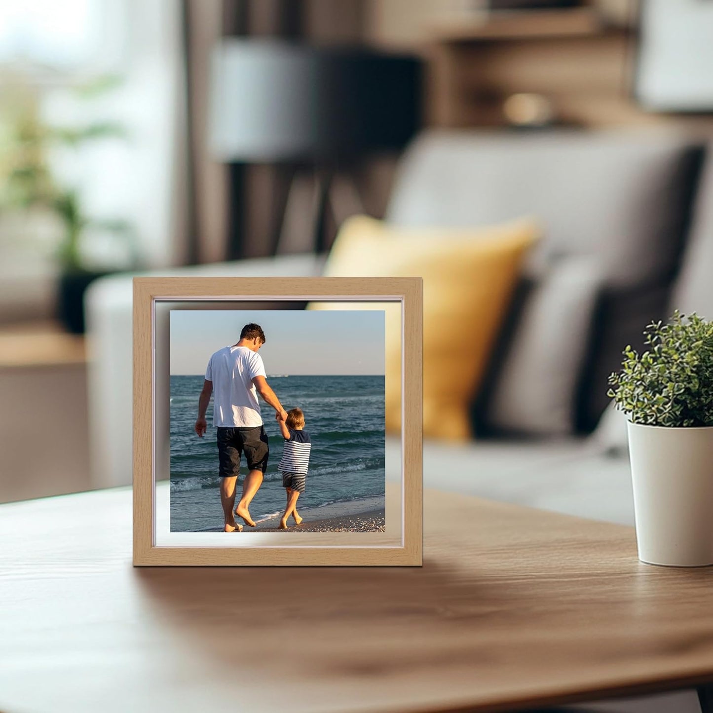 CORE ART 8x10 Floating Picture Frame,Double Plexglass Floating Frame for 5x7,4x6 Pictures,Wall or Tabletop Display,Black