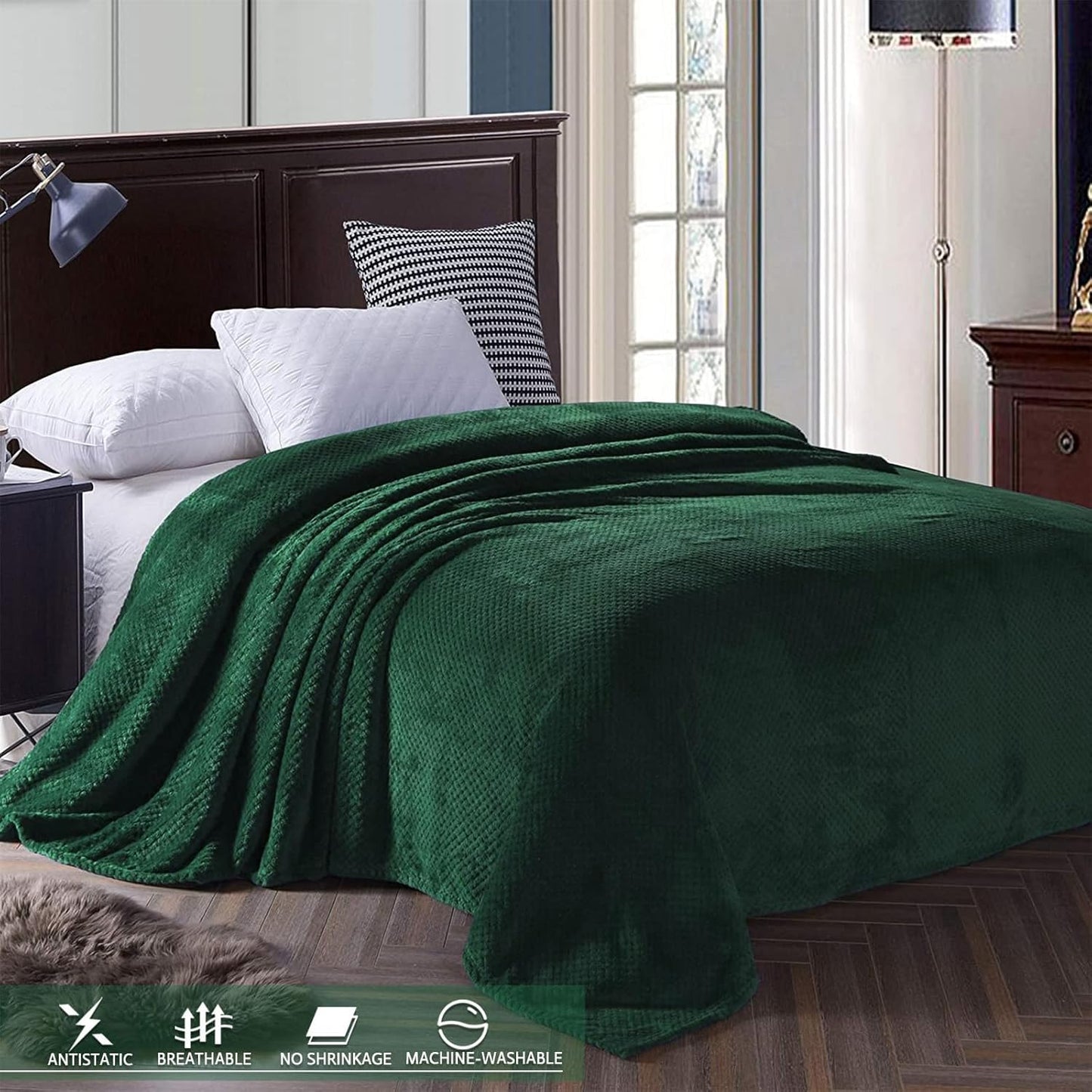 Exclusivo Mezcla Fleece Throw Blanket Extra Large, Super Soft and Warm Blankets for Couch, Sofa and Bed Waffle Textured, Cozy, Fuzzy and Lightweight (Slate Blue, 50x70 Inches)