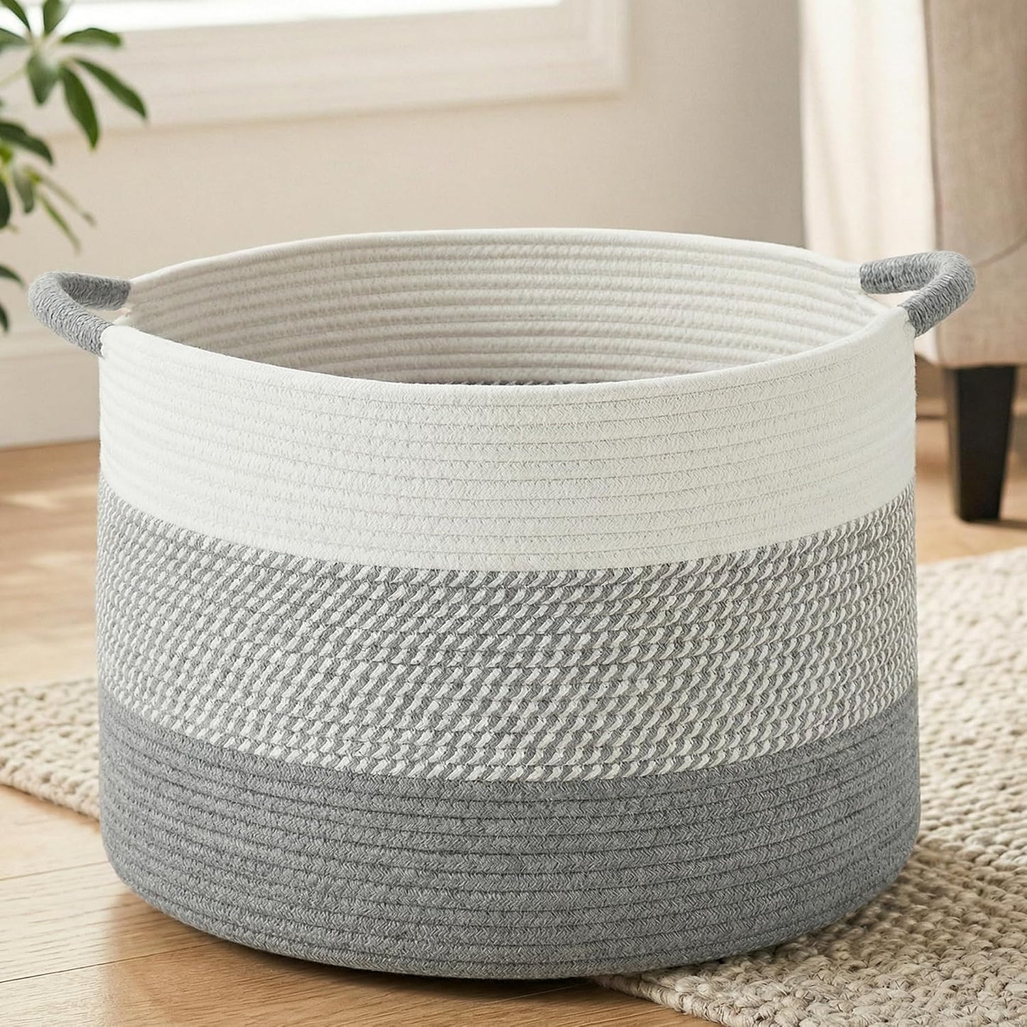 Artfeel 70L Large Cotton Rope Basket, Decorative Woven Blanket Storage for Living Room, Boho Toy Storage & Toy Box for Kids, Versatile Laundry Basket & Nursery Hamper for Blankets(Brown)