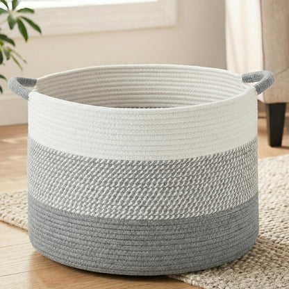 Artfeel 70L Large Cotton Rope Basket, Decorative Woven Blanket Storage for Living Room, Boho Toy Storage & Toy Box for Kids, Versatile Laundry Basket & Nursery Hamper for Blankets(Brown)