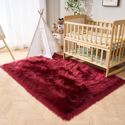 EasyJoy Ultra Soft Fluffy/Fuzzy Shaggy Area Rug Faux Fur Chair Cover Seat Pad for Bedroom Floor Sofa Living Room (2 x 6 ft Sheepskin, Beige)