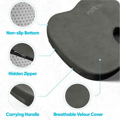 FORTEM Seat Cushion, Office Chair Cushion, Memory Foam Car Seat Cushions, Sciatica Coccyx Tailbone Pain Relief, Chair Cushions for Back Support, Sitting Pad for Gaming, Washable Cover, Non Slip