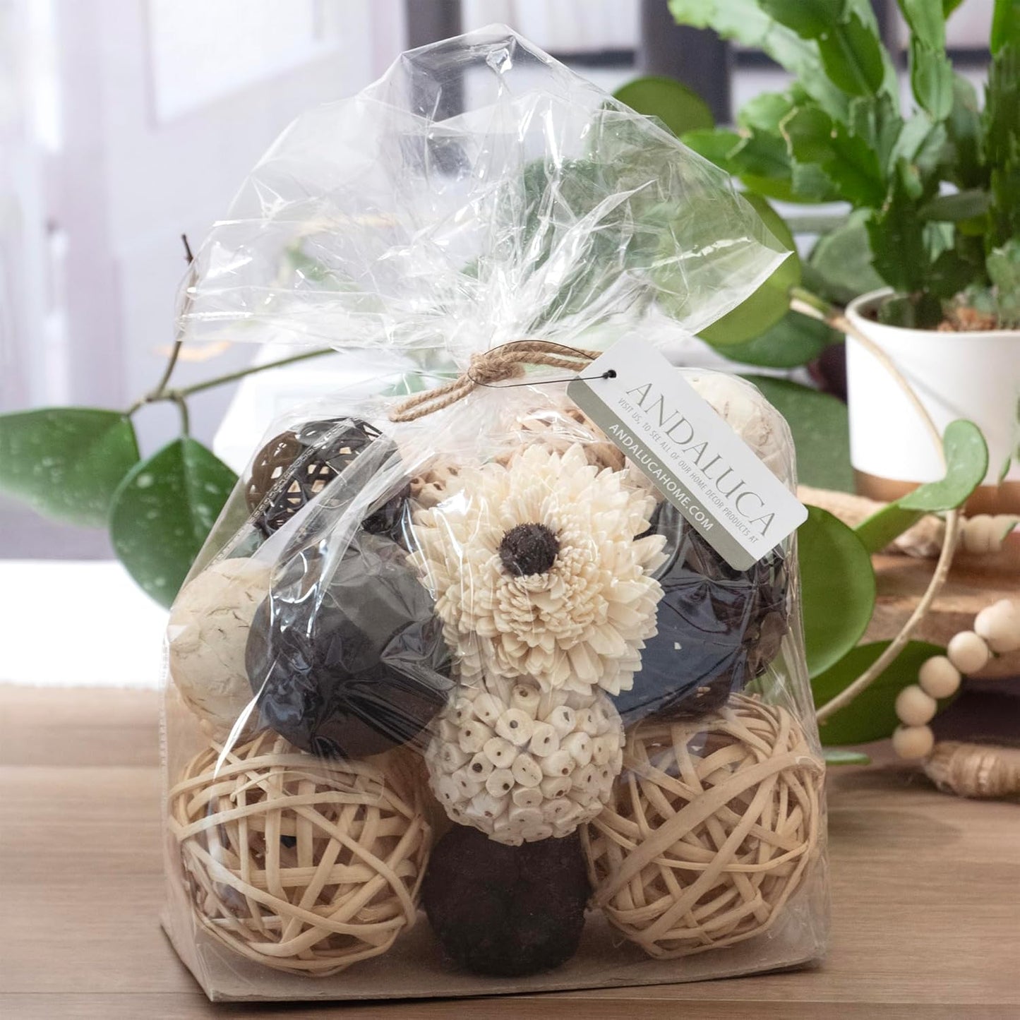 ANDALUCA Black & White Decorative Balls Bowl Filler Bag with Orbs, Balls (Black)