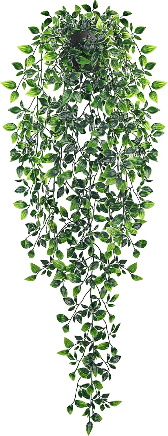 Der Rose 1Pcs 34'' Fake Hanging Plants Artificial Potted Faux Hanging Plants Indoor Pothos Vines for Home Bathroom Bedroom Wall Shelf Decor
