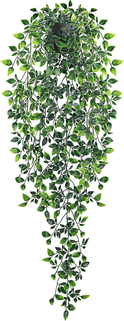 Der Rose 1Pcs 34'' Fake Hanging Plants Artificial Potted Faux Hanging Plants Indoor Pothos Vines for Home Bathroom Bedroom Wall Shelf Decor
