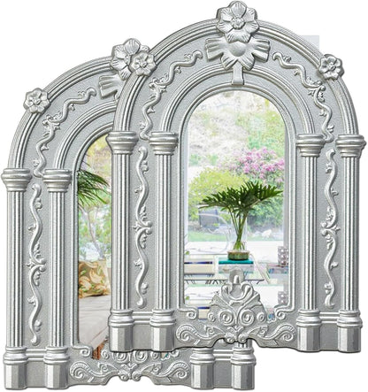 ZEXUIRU 4 Set. Rustic Wall Mirrors for Bedroom Bathroom Living Room Entryway Wood Farmhouse Square Easy to Hang Framed Decorative Accent Hanging Wall-Mounted Mirror Set for Living Room - Black