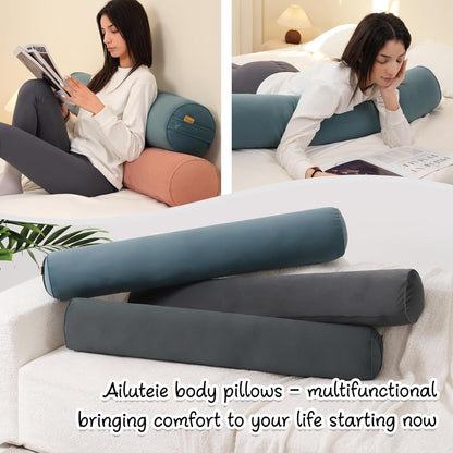 Body Pillow for Adults,Long Round Pillow,Big Cylindrical Pillow,Large Full Bolster Pillows for Side Sleepers (Steel Gray, 47.24"*7.87")