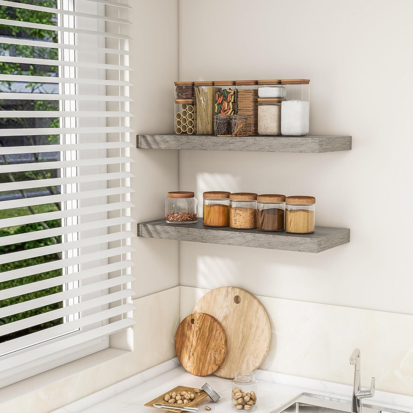 RICHFOCUS 72Inch Floating Shelves for Wall 2 Pack Shelves for Bedroom|Kitchen|Bathroom Wall Mounted Rustic Wood Floating Shelf with Invisible Brackets for Books|Storage|Decor, Rustic Brown