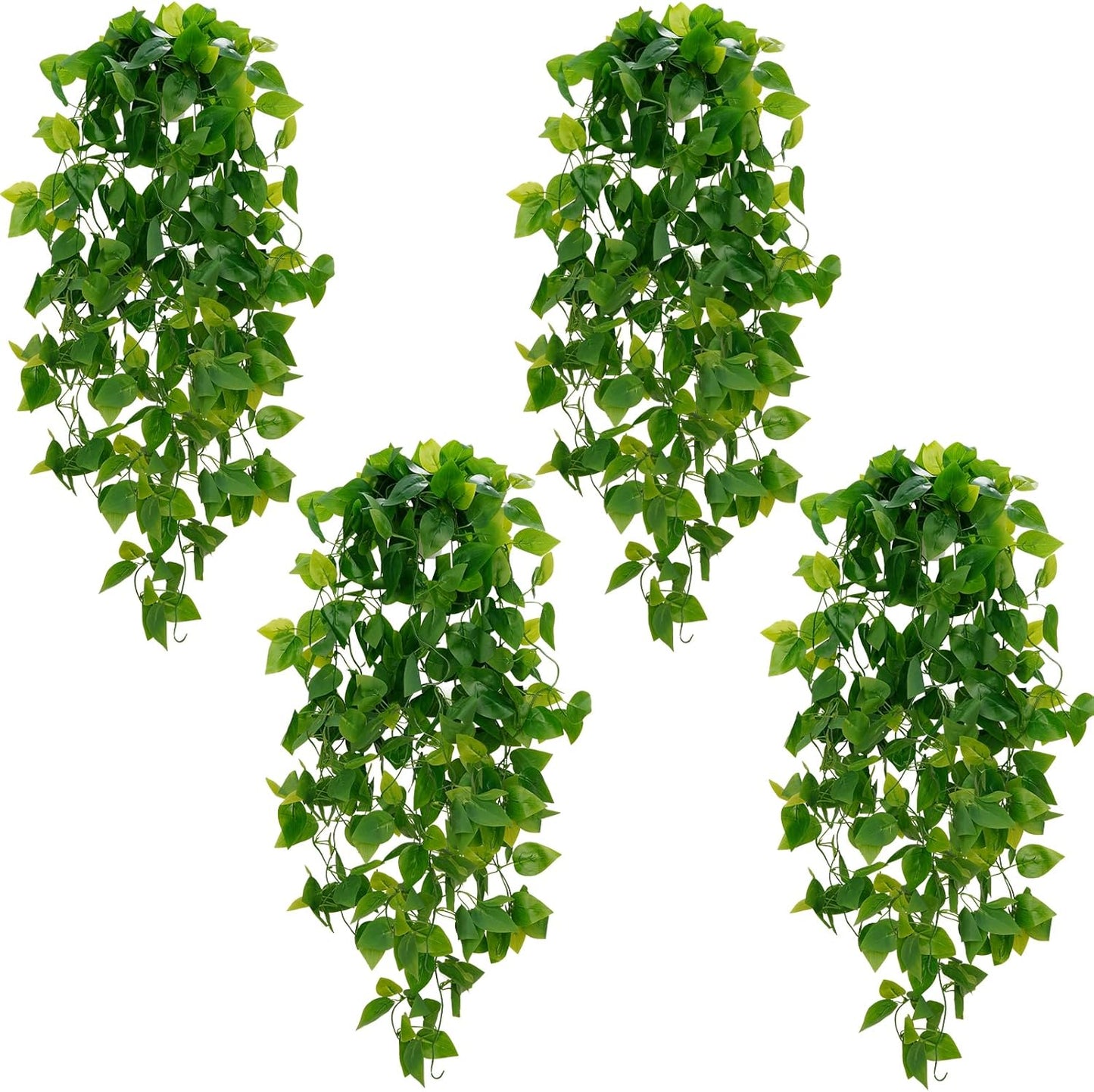 BLEUM CADE Fake Hanging Plants, 2pcs Artificial Pothos Vines Greenery for Wall Home Living Room Office Indoor Outdoor Decor (No Baskets)