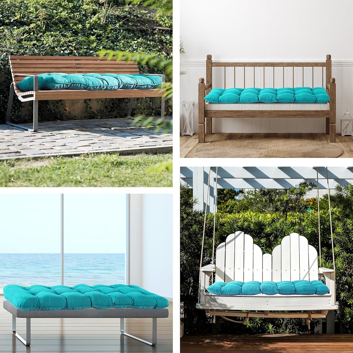 IPYNBAP Outdoor Bench Cushion, 48x18x5 Inch, Waterproof Bench Cushion for Outdoor/Indoor Furniture, Tufted Patio Bench Seat Cushion, Fade Resistant Outdoor Cushions for Porch Swing Couch, Navy Blue