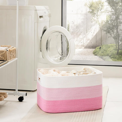 Artfeel Blanket Basket,Rectangle Woven Baskets for Storage,65L Laundry Basket for Decorative Nursery Blanket,Toys,Dirty Clothes and Magazine in Shelves,Baby Room,and Living Room