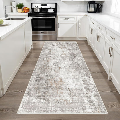 2x3 Washable Non-Slip Area Rug - Soft Low Pile Throw Rug for Kitchen Entryway Bedroom - Modern Indoor Door Mat with Rubber Backing (Beige Grey) - Colors B