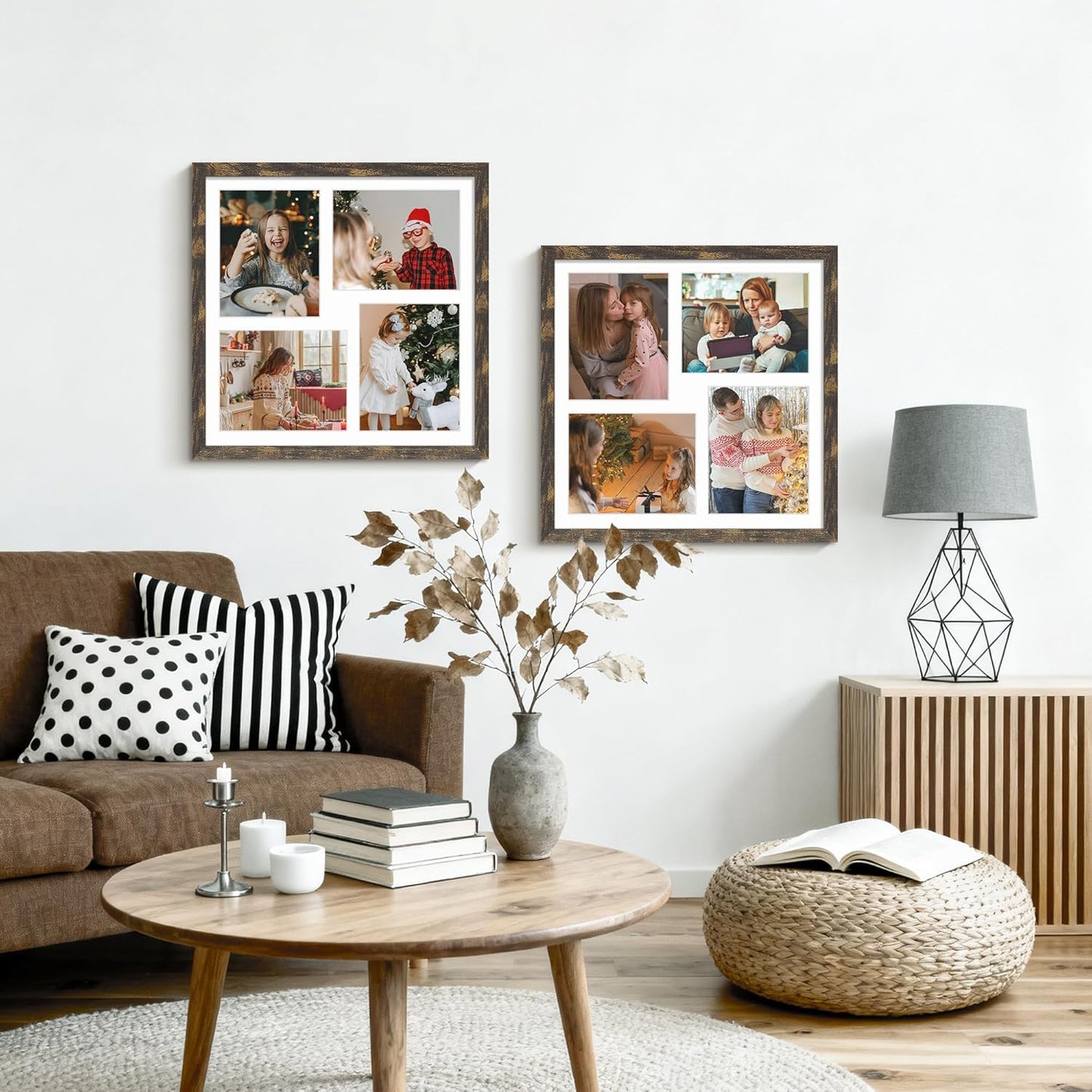 DUENPY 14x26 Collage Picture Frame 4x6 Collage Picture Frame Displays Twelve 4x6 inch Photos Available Horizontal Wall Mounting Display and Vertical Black - Colors A