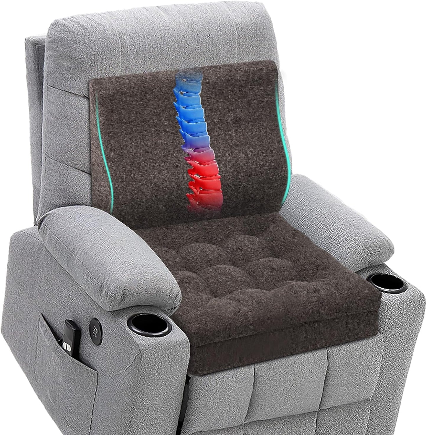 Recliner Cushions for Elderly, 20x20x5 Inch Thick Chair Cushion Patent Design Soft Tufted Dual Layer Booster Seat Cushions for Seniors Recliner Risers Taupe 1P