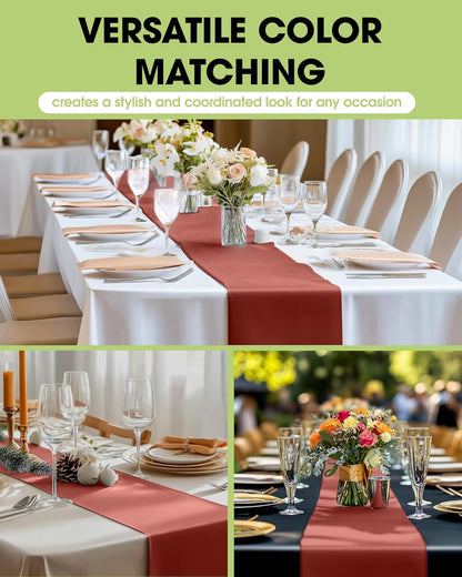 Pureegg Gold Plastic Table Runners - 10 Pack, 14'' x 108'', Water Resistant & Disposable Centerpiece Decorations for Table Cloth, Wedding, Birthday, Holiday, Baby Shower, Party, Home Decor