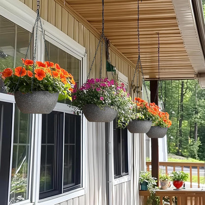 T4U Hanging Planters for Indoor Plants, 10 Inch Hanging Planter Outdoor 2 Pack, Hanging Basket with Drainage Holes, Hanging Plant Holder Indoor, Flower Pots, Plant Pots for Garden, Grey
