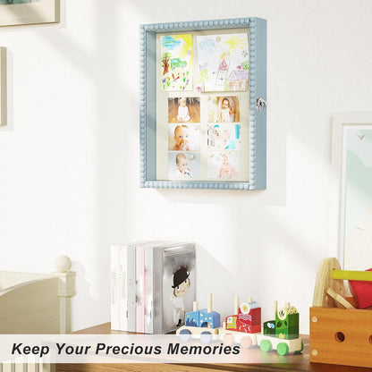 Love-KANKEI Shadow Box Frame 11x14, Deep Large Shadow Box Display Case with Unique Beads Door and Glass Window, Wood Memory Box for Pictures,Medals,Memorabilia,Collections White
