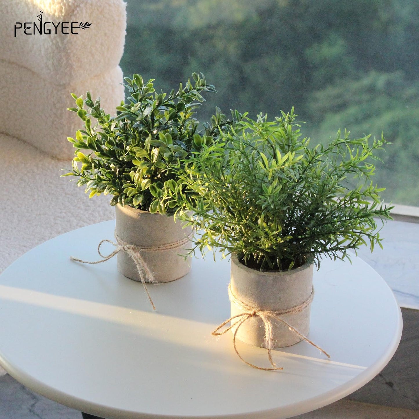 4 Pack Small Fake Plants in White Pulp Pot for Home Decor, Artificial Plants Indoor, Small Faux Plants Indoor for Bathroom Bedroom Kitchen Office Farmhouse Room Shelf Decor