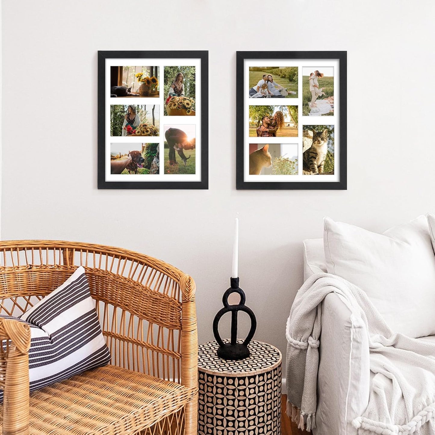 DUENPY 14x26 Collage Picture Frame 4x6 Collage Picture Frame Displays Twelve 4x6 inch Photos Available Horizontal Wall Mounting Display and Vertical Black - Colors A
