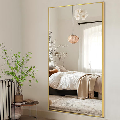 NicBex Full Length Mirror with Stand, 56"x19" Aluminum Alloy Frame Floor Mirror, Black, Shatter-Proof Glass - Free Standing, Leaning Against Wall or Wall-Mounted, for Bedroom Living Room Dressing Room