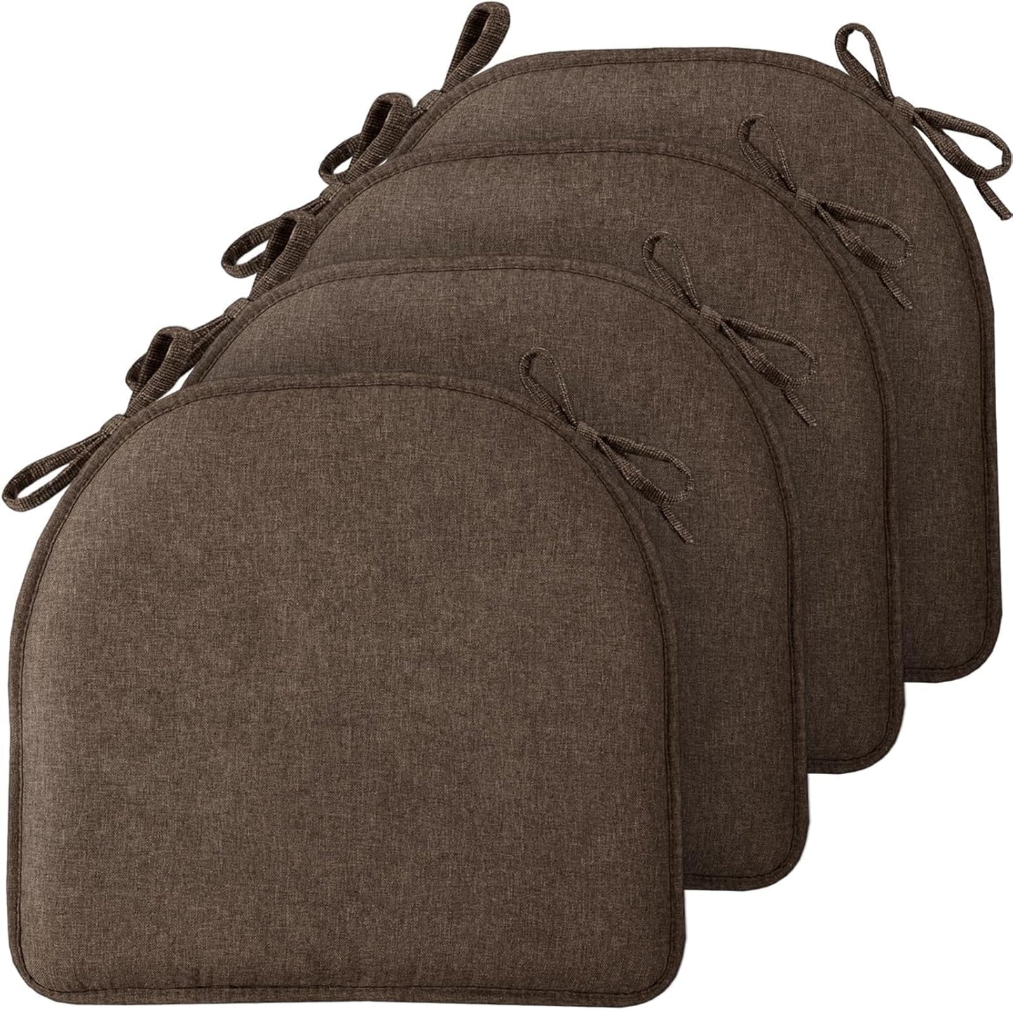 TushGuard Chair Cushions for Dining Chairs Set of 4, Soft Seat Cushions for Kitchen Chairs, Non-Slip Bottom with Ties, Comfortable Everyday Chair Pads, Grey