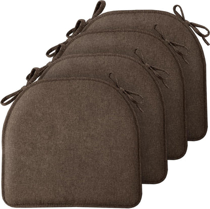TushGuard Chair Cushions for Dining Chairs Set of 4, Soft Seat Cushions for Kitchen Chairs, Non-Slip Bottom with Ties, Comfortable Everyday Chair Pads, Grey