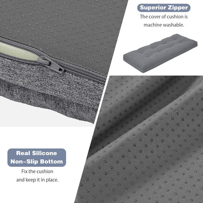 baibu 40 Inch Dual-Layer Patent Design Memory Foam Bench Cushion, Non-Slip Indoor Bench Cushion Standard Size Foam Pad with Machine Washable Cover (Dark Grey, 40x16x3in)