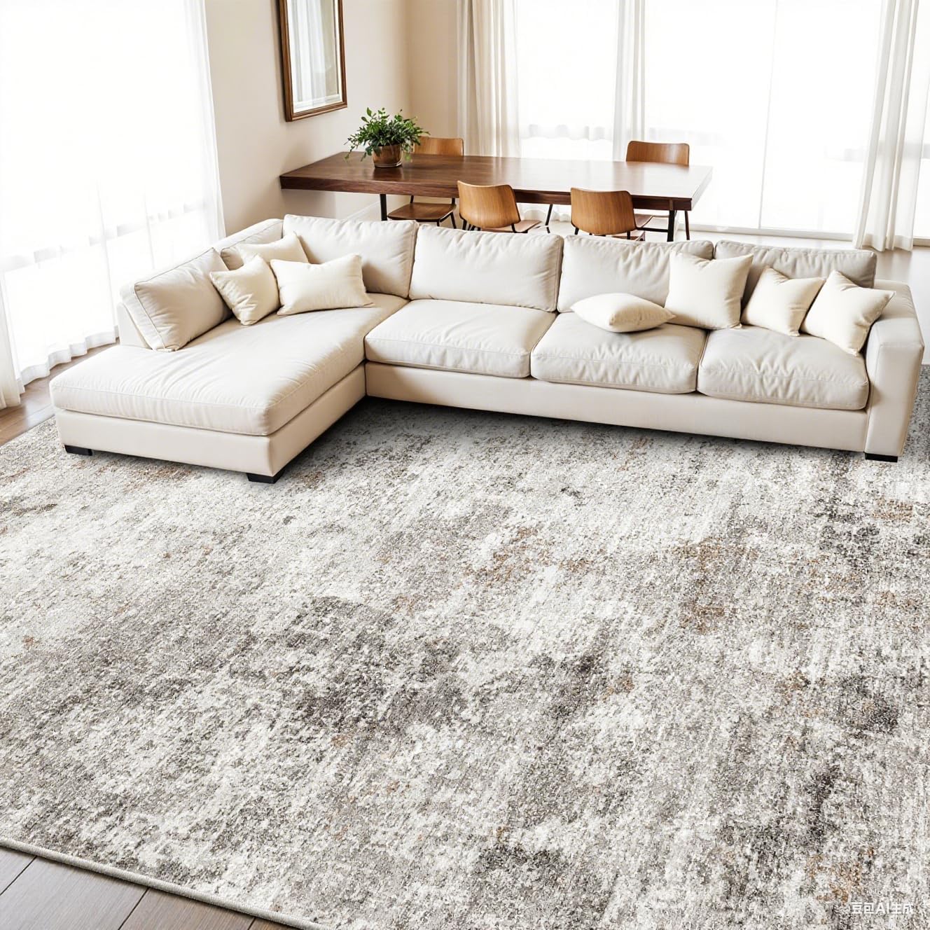 2x3 Washable Non-Slip Area Rug - Soft Low Pile Throw Rug for Kitchen Entryway Bedroom - Modern Indoor Door Mat with Rubber Backing (Beige Grey) - Colors B