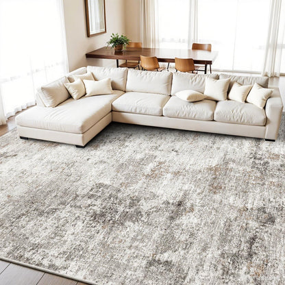 2x3 Washable Non-Slip Area Rug - Soft Low Pile Throw Rug for Kitchen Entryway Bedroom - Modern Indoor Door Mat with Rubber Backing (Beige Grey) - Colors B
