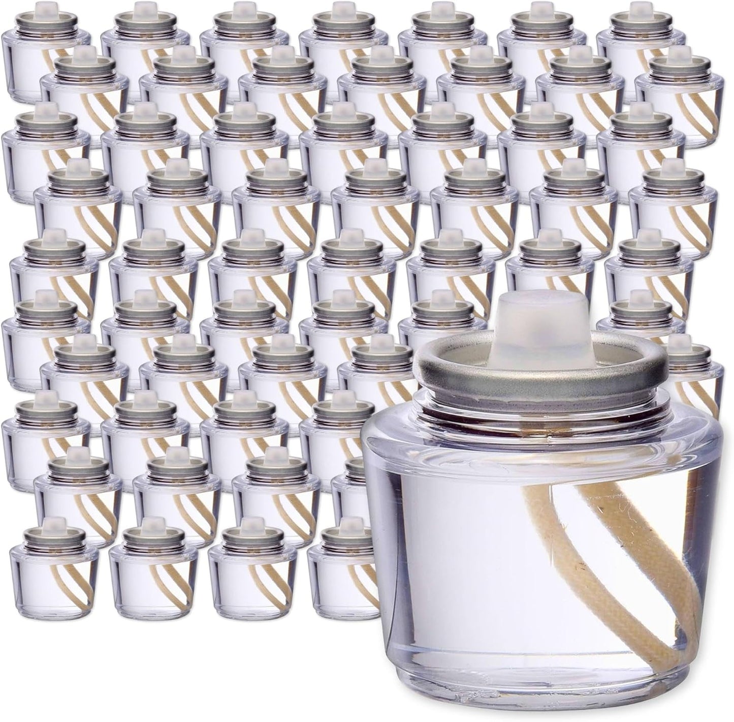 Hollowick Disposable Liquid Candles, 8 Hour, for Use in Glass Votive Tealight Lamp Holders, Restaurant Wedding Table Top Lights, Child Resistant Closures, 90 Pieces, Clear Fuel Oil HD8-90
