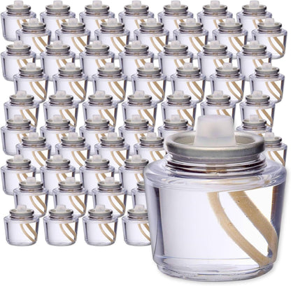 Hollowick Disposable Liquid Candles, 8 Hour, for Use in Glass Votive Tealight Lamp Holders, Restaurant Wedding Table Top Lights, Child Resistant Closures, 90 Pieces, Clear Fuel Oil HD8-90