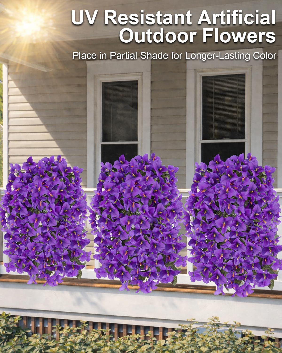 Artificial Flowers for Outdoors – 2 Bundles of UV-Resistant Artificial Bougainvillea, Realistic Silk Flowers for Front Porch, Patio, Garden, Window Boxes & Hanging Baskets (Hot Pink, 2)