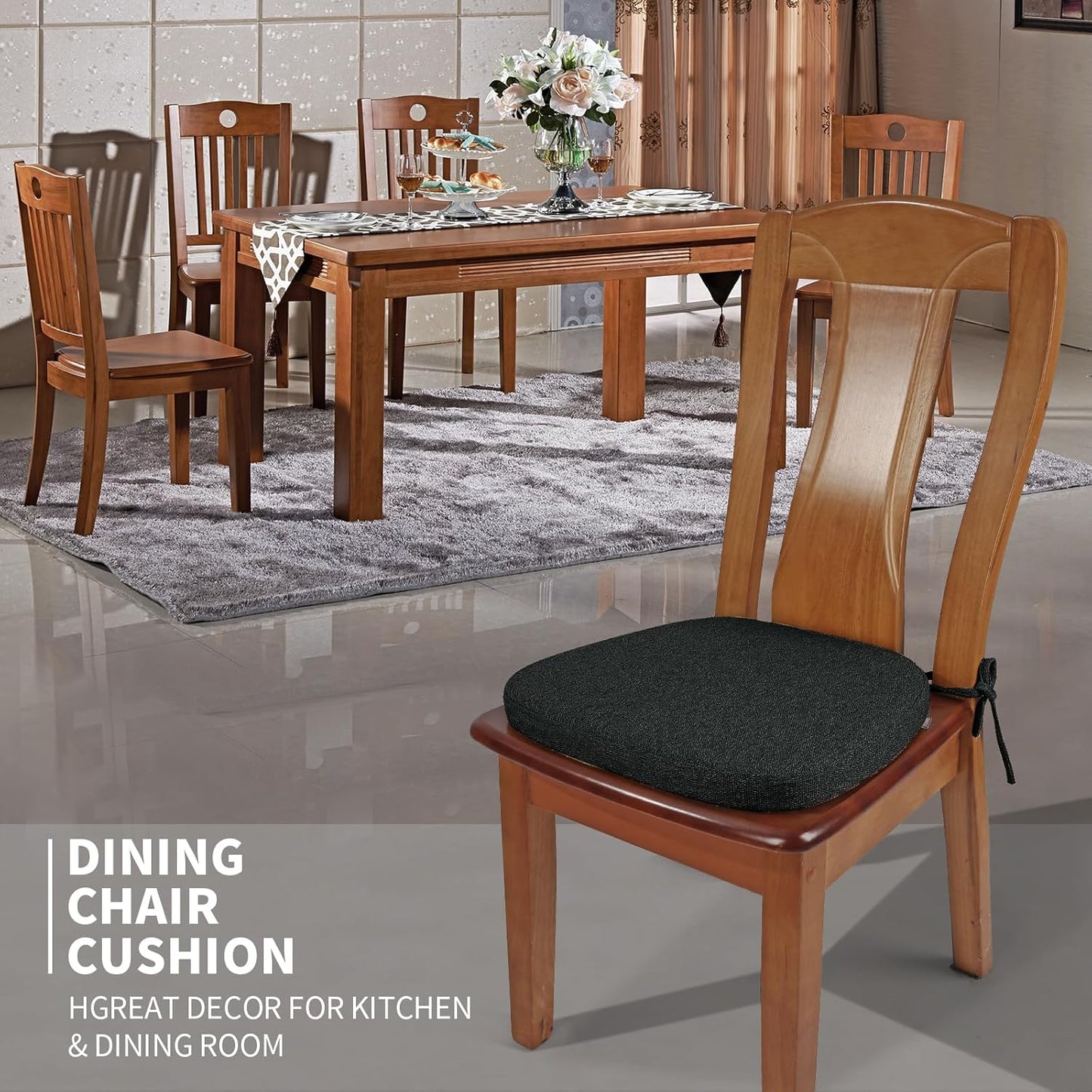 SINOSSO 1 Pack Memory Foam Chair Cushions for Dining Chair, Friendly Woven Fabric 16" U-Shape Comfortable Kitchen Chair Pad, Removable Slip Resistant Seat Cushion (1 Piece, Blue)