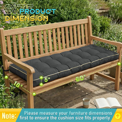 Outdoor Bench Cushion, Tufted Patio Seat Pad for Garden Bench, Porch Swing, Indoor/Outoor Furniture (Blue, 48X18X4 inch)