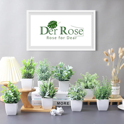 Der Rose 8 Pack Fake Plants Small Artificial Faux Potted Plants for Home Office Farmhouse Bathroom Bedroom Decor Indoor