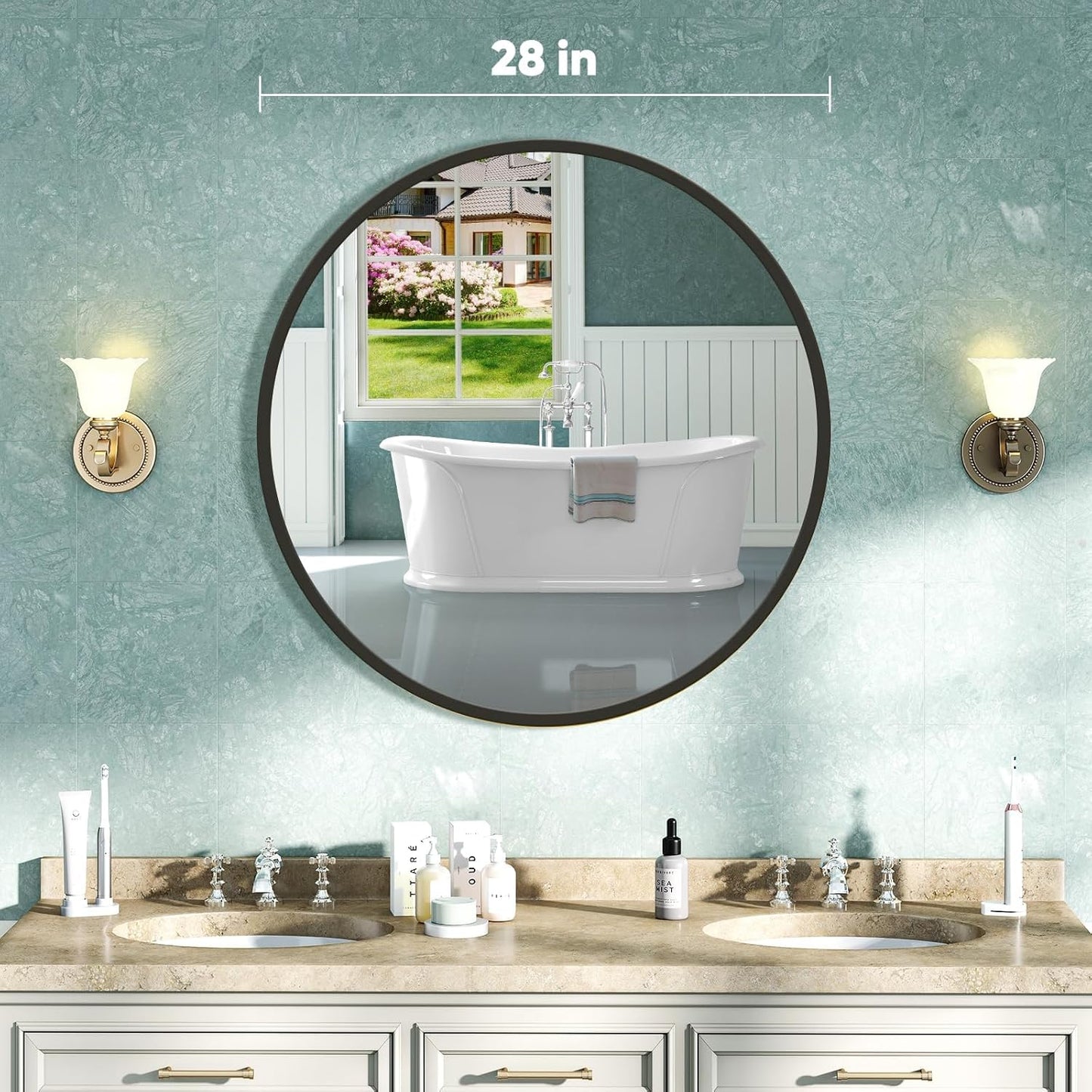 NEWBULIG Gold Round Wall Mirror 36 Inch, Bathroom Mirrors for Over Sink, Wall Decor for Bathroom, Entryway, Bedroom, Vanity