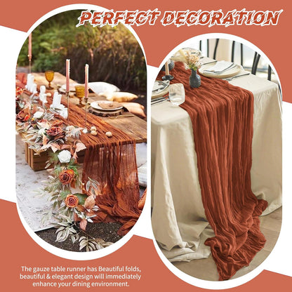 10 Pack Beige Cheesecloth Table Runner 17x108 Inch Boho Gauze Cheese Cloth Table Runners for Wedding Party Baby Shower Birthday Home Decor
